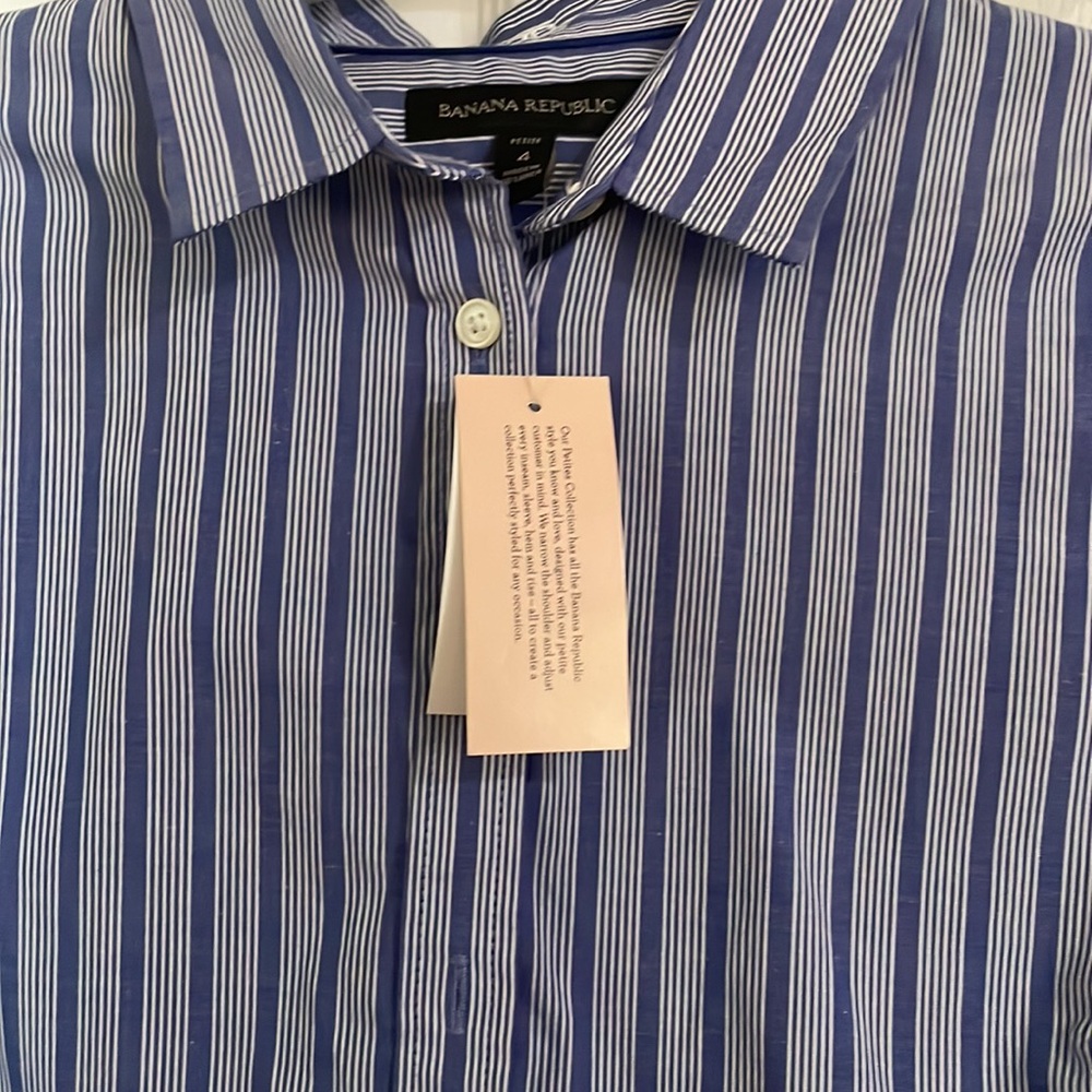 Banana republic Blue Button Down Shirt with Vertical Stripes - Picture 6 of 6